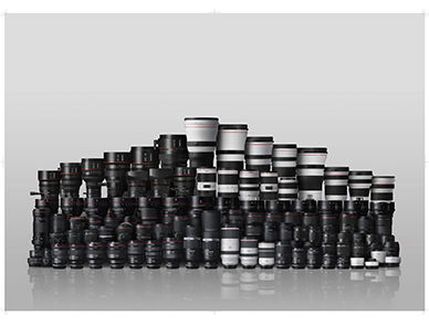 2021 image of stacked RF and EF lenses
